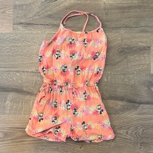 Playful Character Print Coral Romper